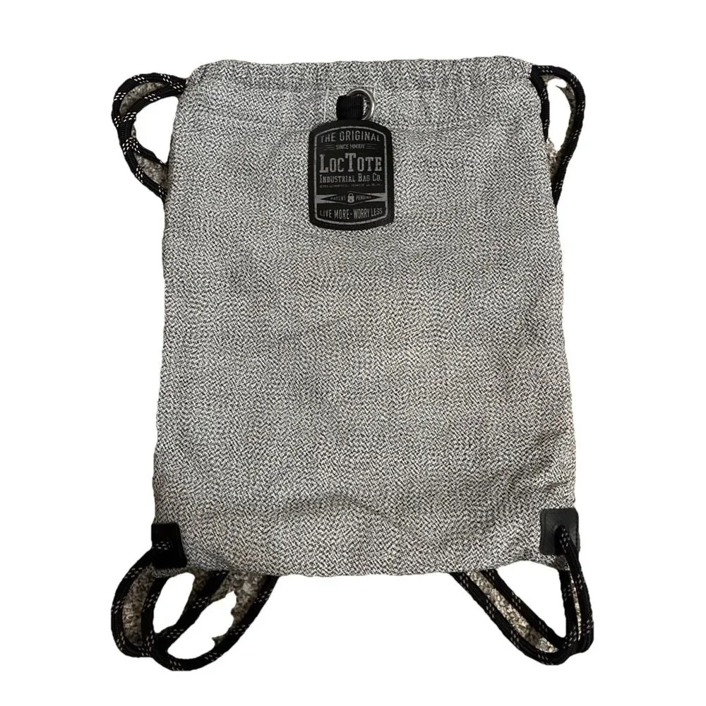 Loctote The Original Flak Sack Gray Drawstring Backpack Bag Loc Tote Anti-Theft